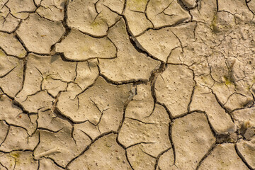 Background of heat cracked clay soil.