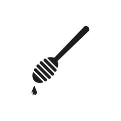 Dipper with honey icon. Honey dripping. Vector. Flat design.