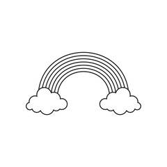 Rainbow and clouds icon. Vector. Line style.