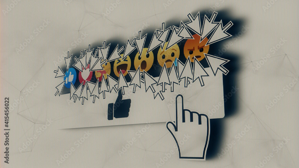 Sticker 3d rendered illustration of Social Media Impressions. High quality 3d illustration