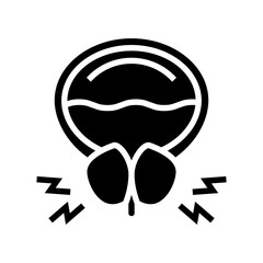 prostate blocking urine canal glyph icon vector. prostate blocking urine canal sign. isolated contour symbol black illustration