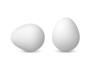 Chicken white egg mock up. Realistic template. Healthy natural eco product. Easter blank egg. Vector illustration