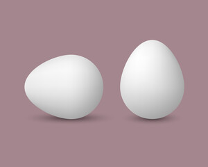 Chicken white egg mock up. Realistic template. Healthy natural eco product. Easter blank egg. Vector illustration