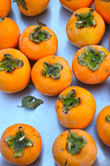 Fresh kaki persimmons just from the garden