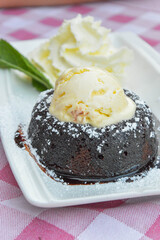 Mohr im Hemd - Austrian dessert, kind of brownies, but more tasty, with ice cream and cool whip