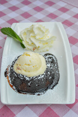 Mohr im Hemd - Austrian dessert, kind of brownies, but more tasty, with ice cream and cool whip