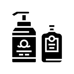 soap and lotion containers glyph icon vector. soap and lotion containers sign. isolated contour symbol black illustration