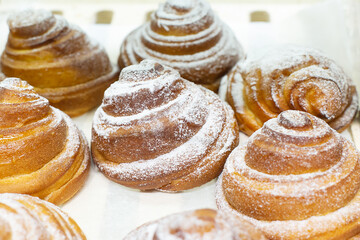 A Bakery, fresh pastries, white bread
