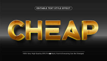 3D Golden Cheap Text Effect, Editable Text Style Effect