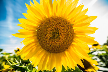Close-up of a Large Sunflower (Helianthus annuus)
