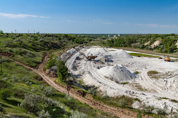 Warehouse of the extracted minerals in a clay quarry