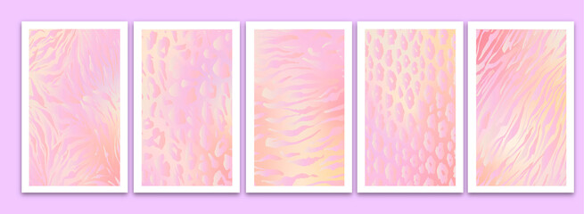 Pastel holographic background with animal texture
