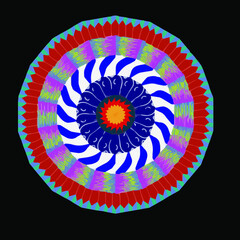colorful mandala isolated on black background. 