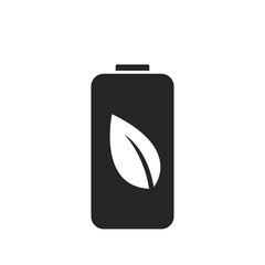 eco battery with leaf icon. electric energy and environment symbol. isolated vector image
