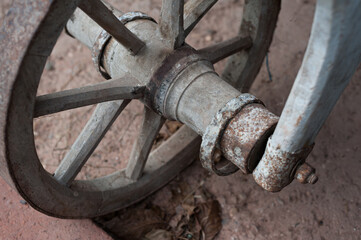 old rusty and wooden wheel