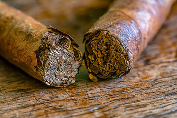 cigar on a wooden table