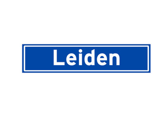 Leiden isolated Dutch place name sign. City sign from the Netherlands.