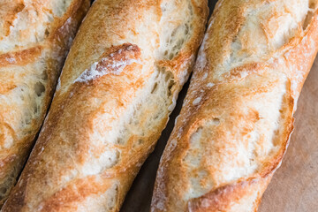 Craft bread on the table at the bakery. The concept of small industries and healthy food