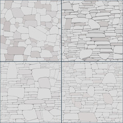 set of vector decorative seamless stone wall textures - 415465092
