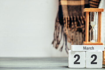 22 Twenty second day of Spring month calendar march with copy space.