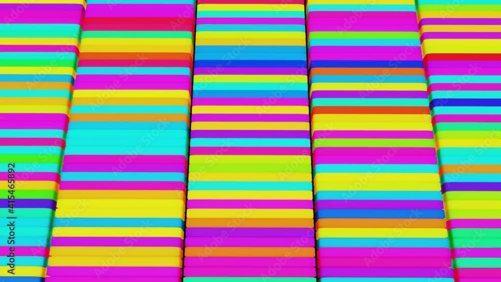 Poster 3d abstract creative festive background with looping flowing animation, multicolored columns flashin