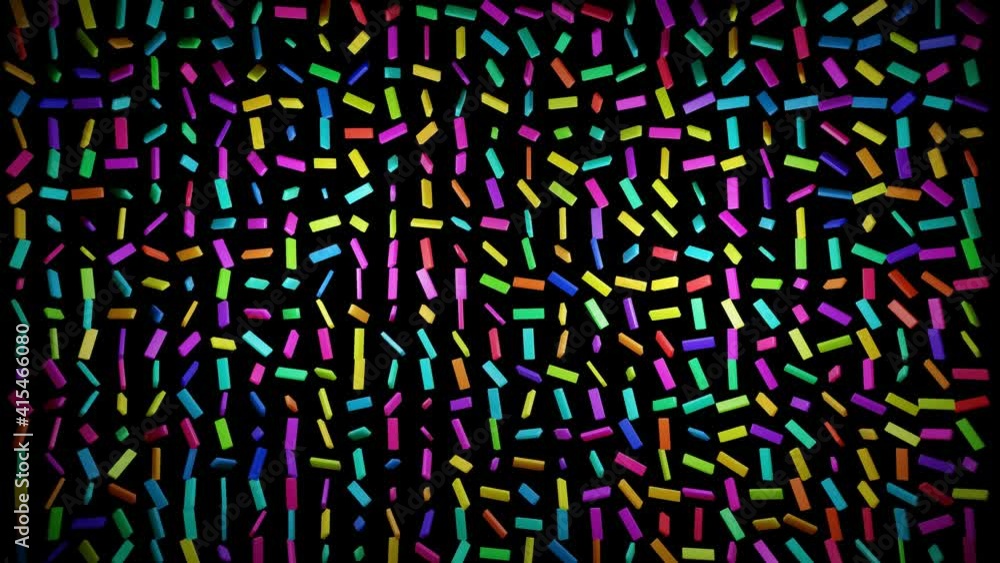 Poster 3d abstract simple geometric background with multicolor rectangles like light bulbs flashing neon li