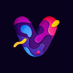 Paper cut letter V multicolor logo.