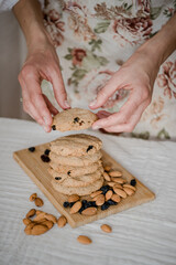 Homemade Almond cookies with copy space for text . Crispy cookie. Food concept. Selective focus. 