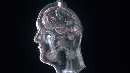 3d rendered illustration of Concept of Human Brain By gears. High quality 3d illustration
