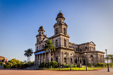 Fototapeta na wymiar Nicaragua capital Managua cathedral is an ahistorical building situated in plaza revolucion 