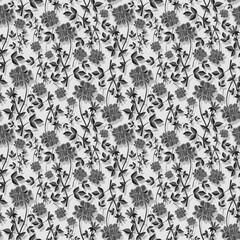 Seamless botanical monochrome pattern with vazel flowers

