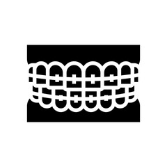 tooth braces glyph icon vector. tooth braces sign. isolated contour symbol black illustration