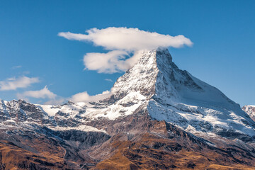 View of the Matterhorn, one of the highest mountains in the Alps.