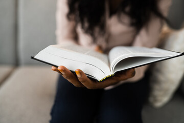 American African Prayer Woman Studying Bible Book