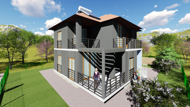 VILLA DESIGN 3D RENDERING MODEL MT2