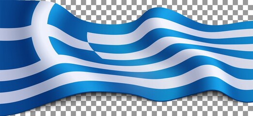 Long greek flag on transparent background.