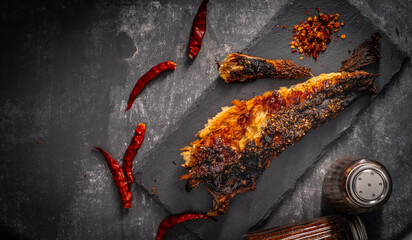 Baked Ming Taiyu is a local specialty of Northeast China