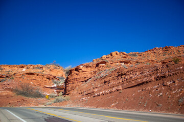 Red rocks against a blue sky 