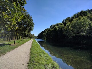 Overview of the Canal de Bourgogne in Dijon (Burgundy), France - October 2016