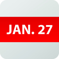 January 27th date icon, single day vector illustration modern flat style. Calendar element for web design, schedule, planner, organizer. 

