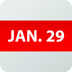 January 29th date icon, single day vector illustration modern flat style. Calendar element for web design, schedule, planner, organizer. 
