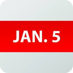 January 5th date icon, single day vector illustration modern flat style. Calendar element for web design, schedule, planner, organizer. 
