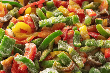 Frozen sliced bell pepper. Frozen vegetables.