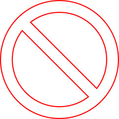Prohibited and NO sign with red outline circle with slash. Isolated on transparent background.