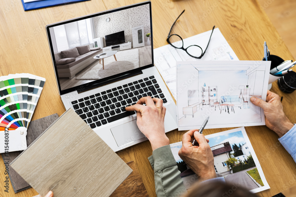 Poster House Designer And Decorators Using Computer