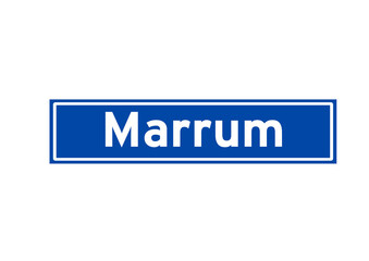 Marrum isolated Dutch place name sign. City sign from the Netherlands.