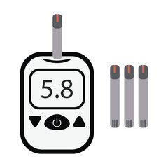 Glucometer set - electronic glucometer and standard test strips. Testing tool for people with diabetes. Medical device with which you can independently determine the level of glucose in the blood.