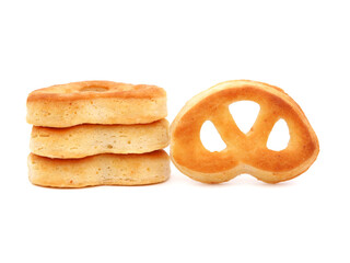 Soft cheese pretzels isolated on white
