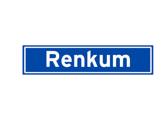 Renkum isolated Dutch place name sign. City sign from the Netherlands.