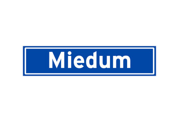 Miedum isolated Dutch place name sign. City sign from the Netherlands.